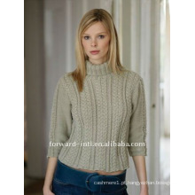 Pullover feminino de malha de malha de cabo